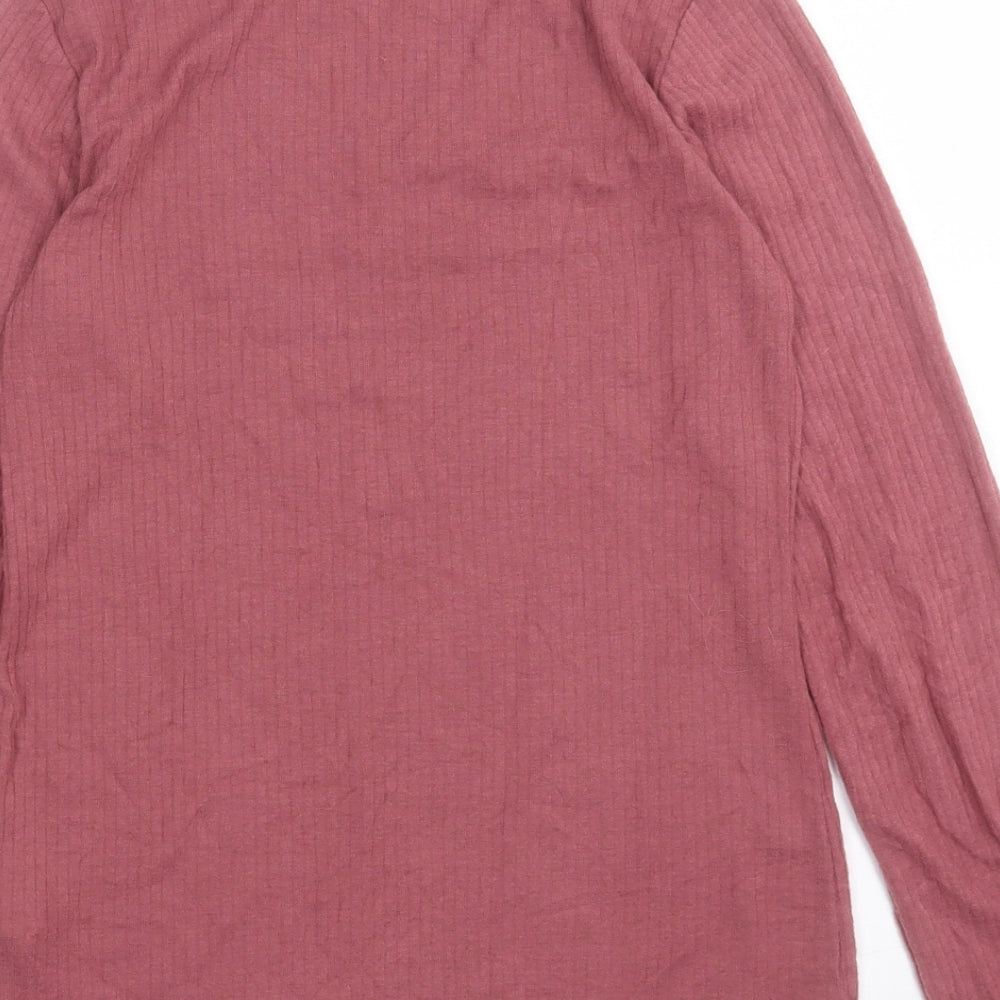 River Island Womens Pink High Neck Polyester Pullover Jumper Size 10