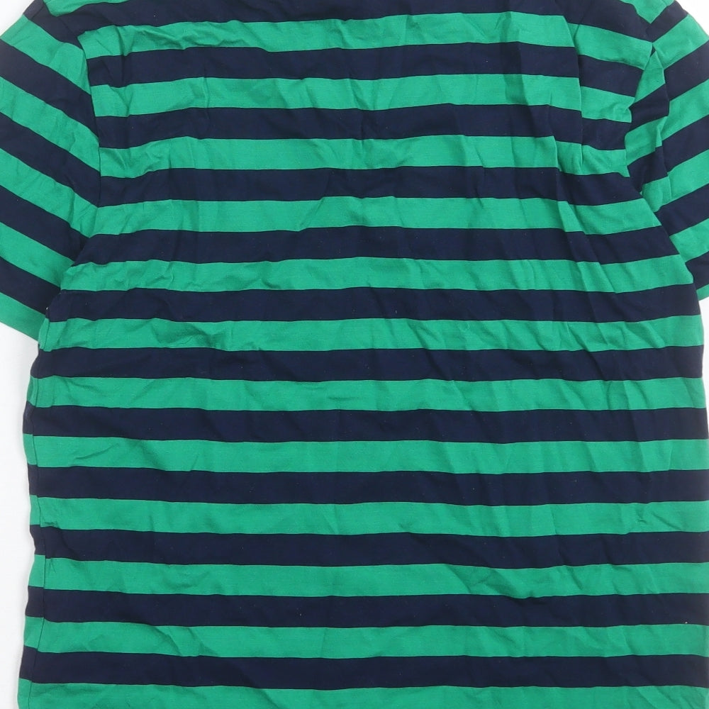 Ralph Lauren Mens Green Striped Cotton T-Shirt Size M Crew Neck