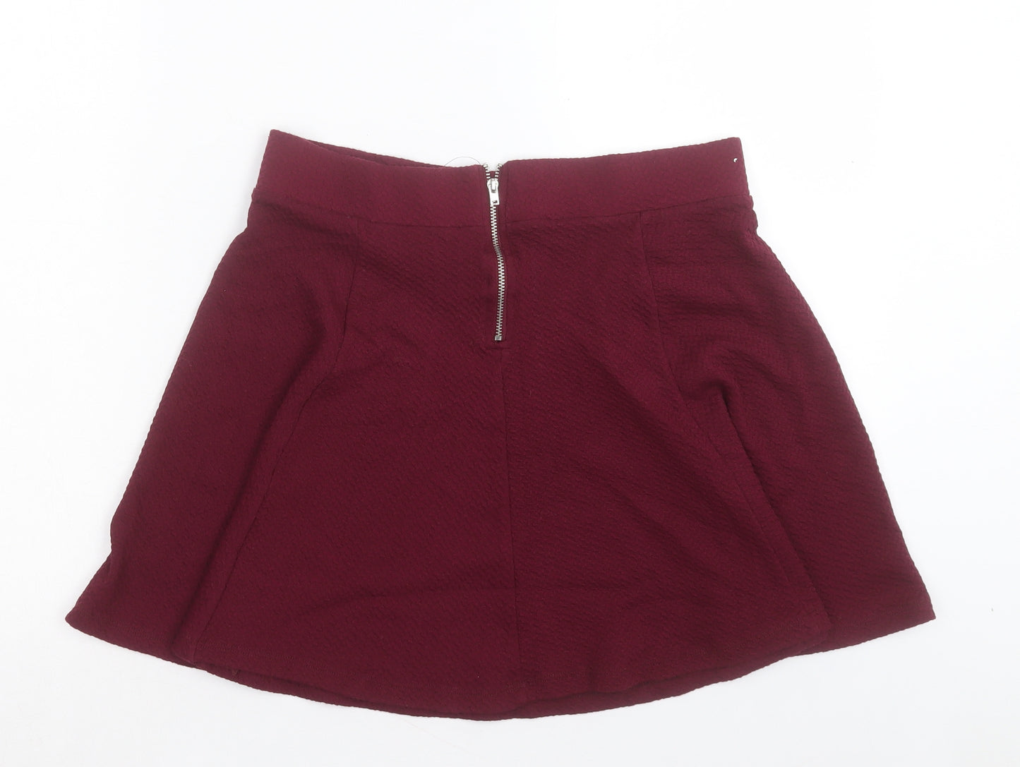H&M Womens Purple Cotton Skater Skirt Size M Zip