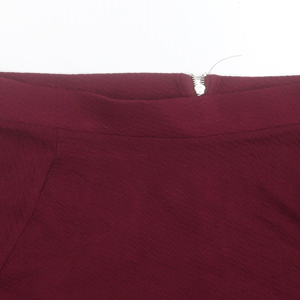 H&M Womens Purple Cotton Skater Skirt Size M Zip