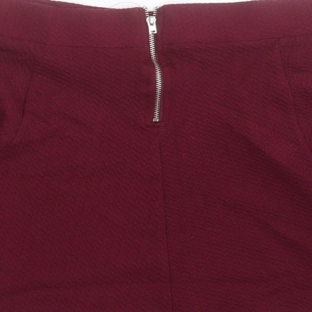 H&M Womens Purple Cotton Skater Skirt Size M Zip