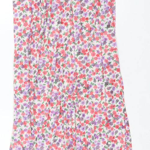 Rare Womens Multicoloured Floral Cotton A-Line Size 8 Off the Shoulder Pullover - Bandeau Dress
