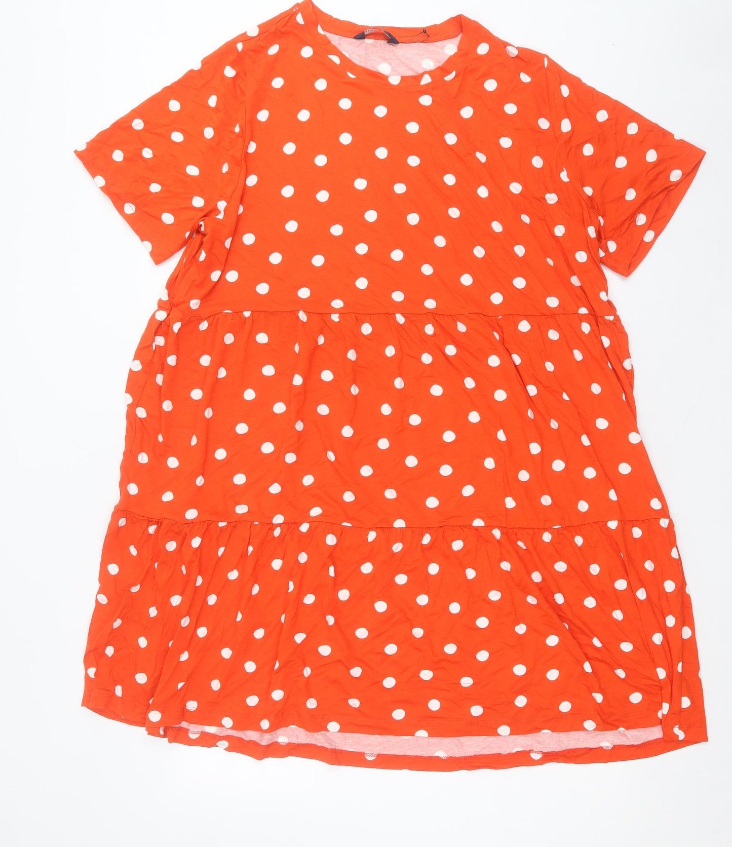 Marks and Spencer Womens Orange Polka Dot Viscose A-Line Size 24 Crew Neck Pullover