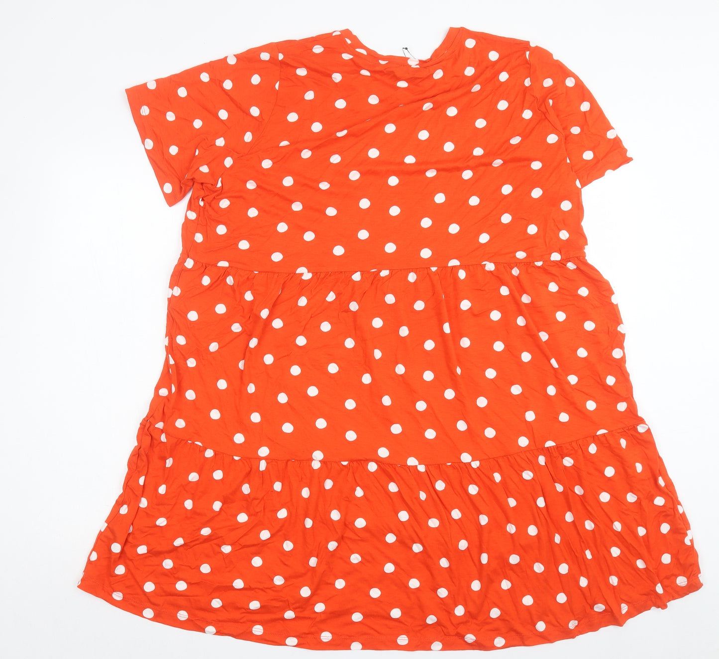 Marks and Spencer Womens Orange Polka Dot Viscose A-Line Size 24 Crew Neck Pullover