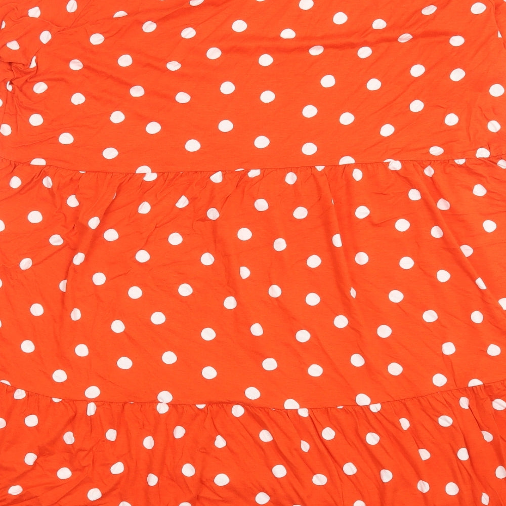 Marks and Spencer Womens Orange Polka Dot Viscose A-Line Size 24 Crew Neck Pullover