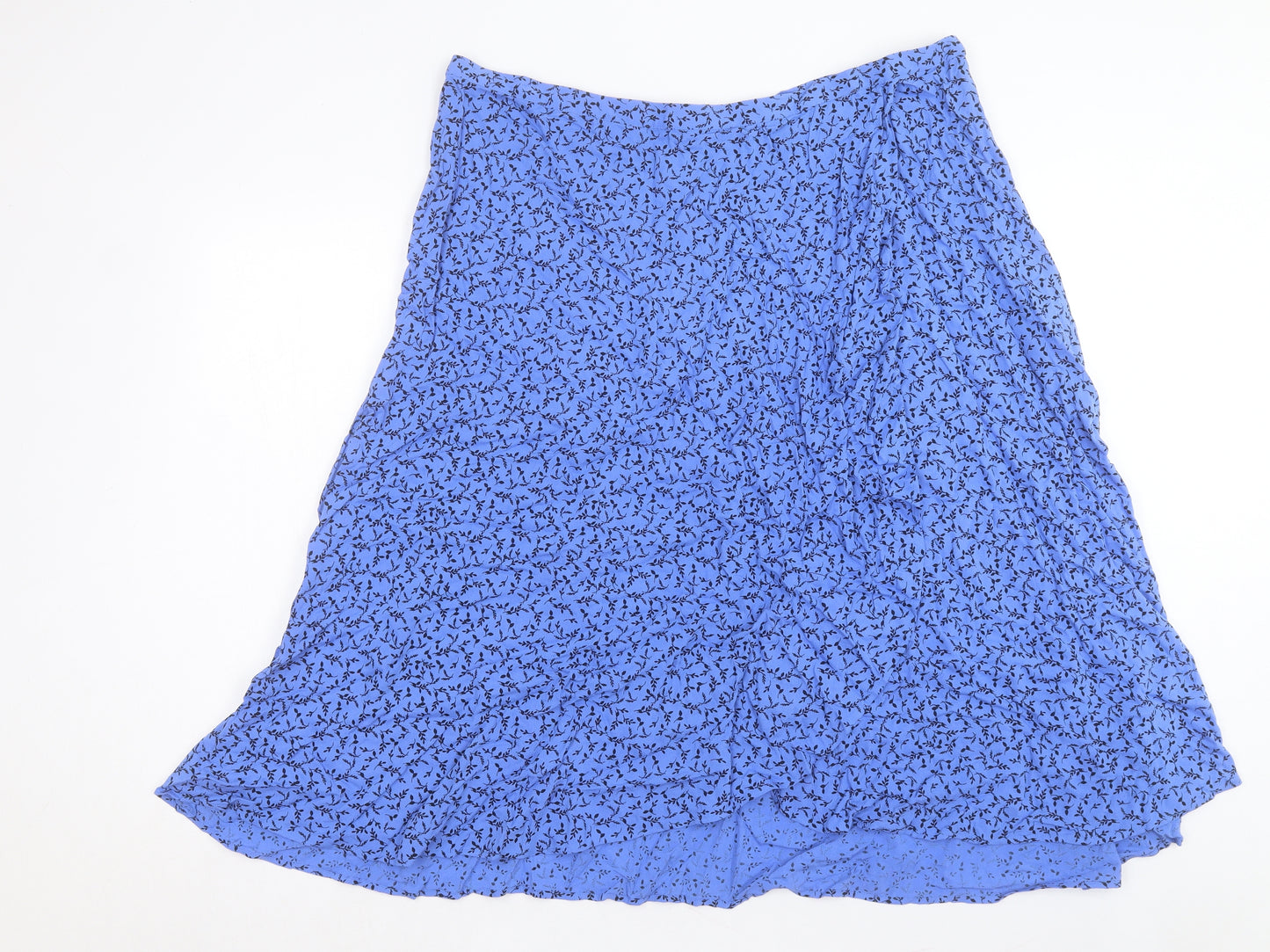 Marks and Spencer Womens Blue Floral Viscose A-Line Skirt Size 20 Zip