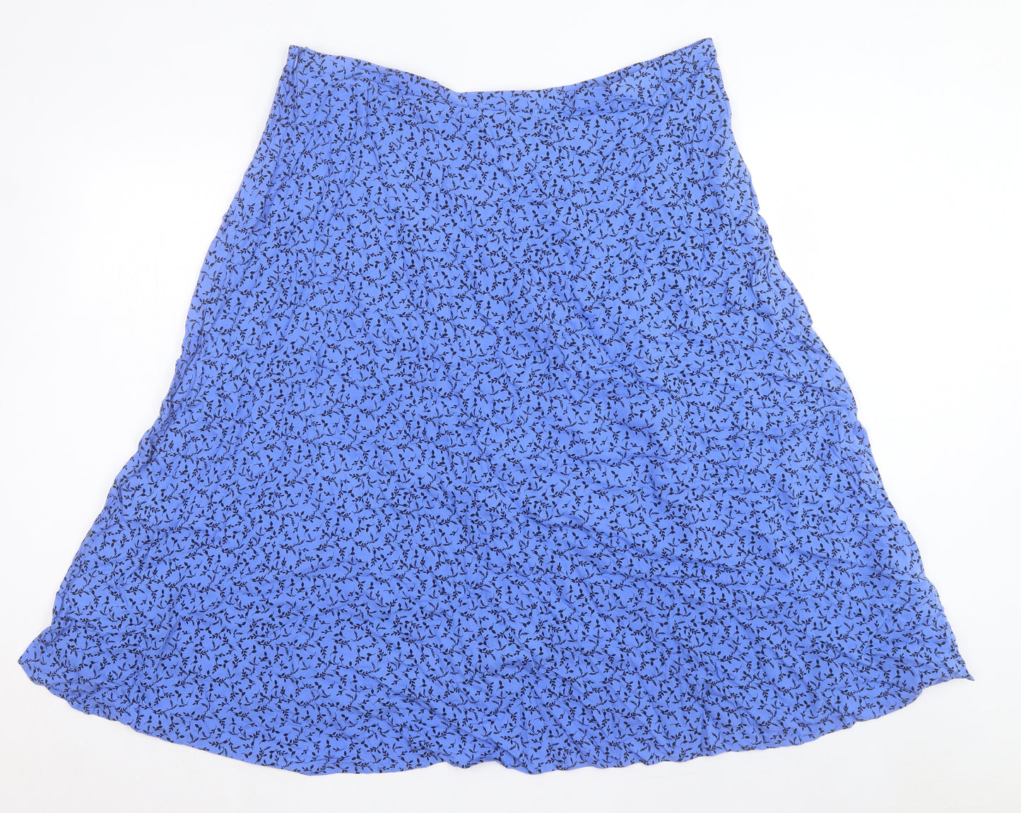Marks and Spencer Womens Blue Floral Viscose A-Line Skirt Size 20 Zip