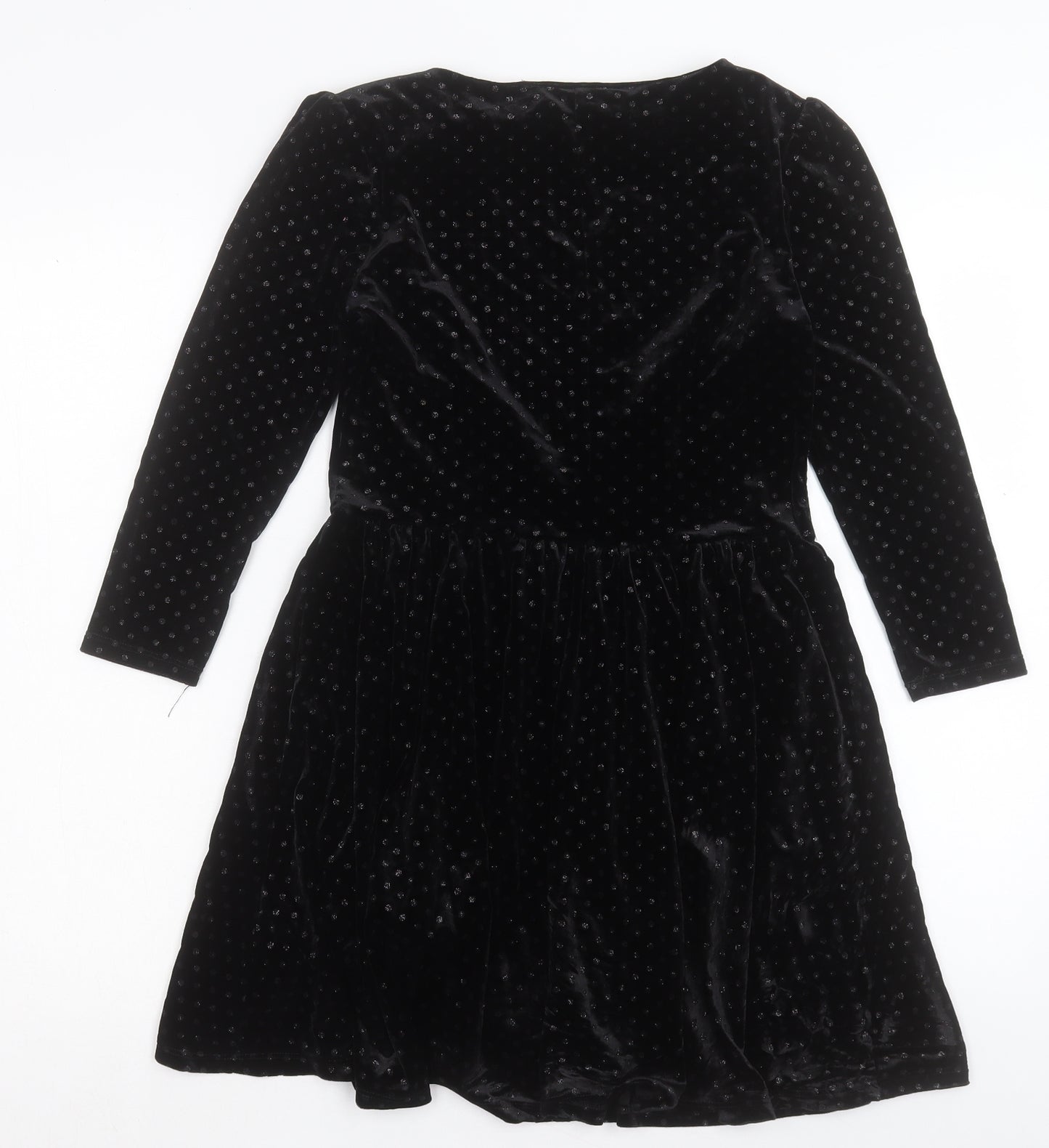 Topshop Womens Black Polka Dot Polyester A-Line Size 8 Boat Neck Pullover