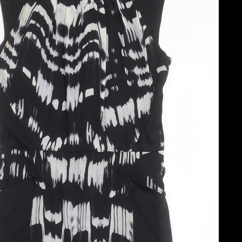 Et Vous Womens Black Geometric Polyester Shift Size 14 Boat Neck Zip