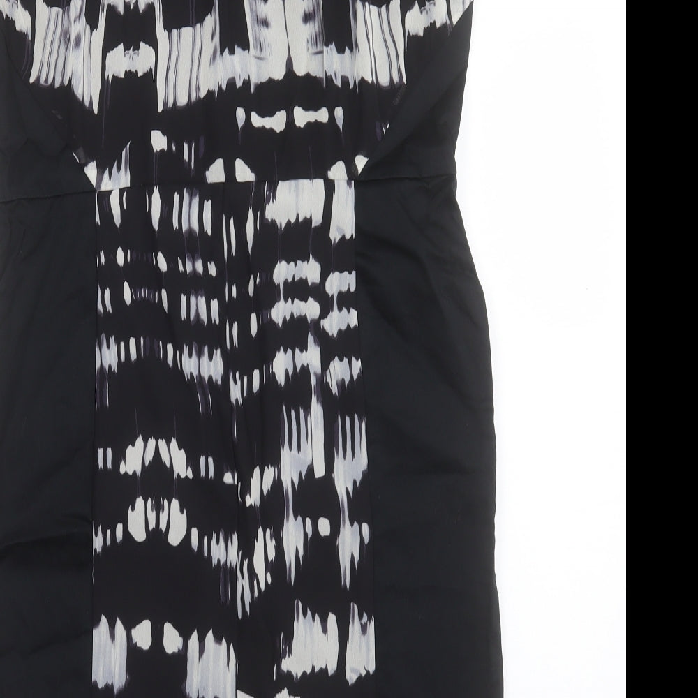 Et Vous Womens Black Geometric Polyester Shift Size 14 Boat Neck Zip