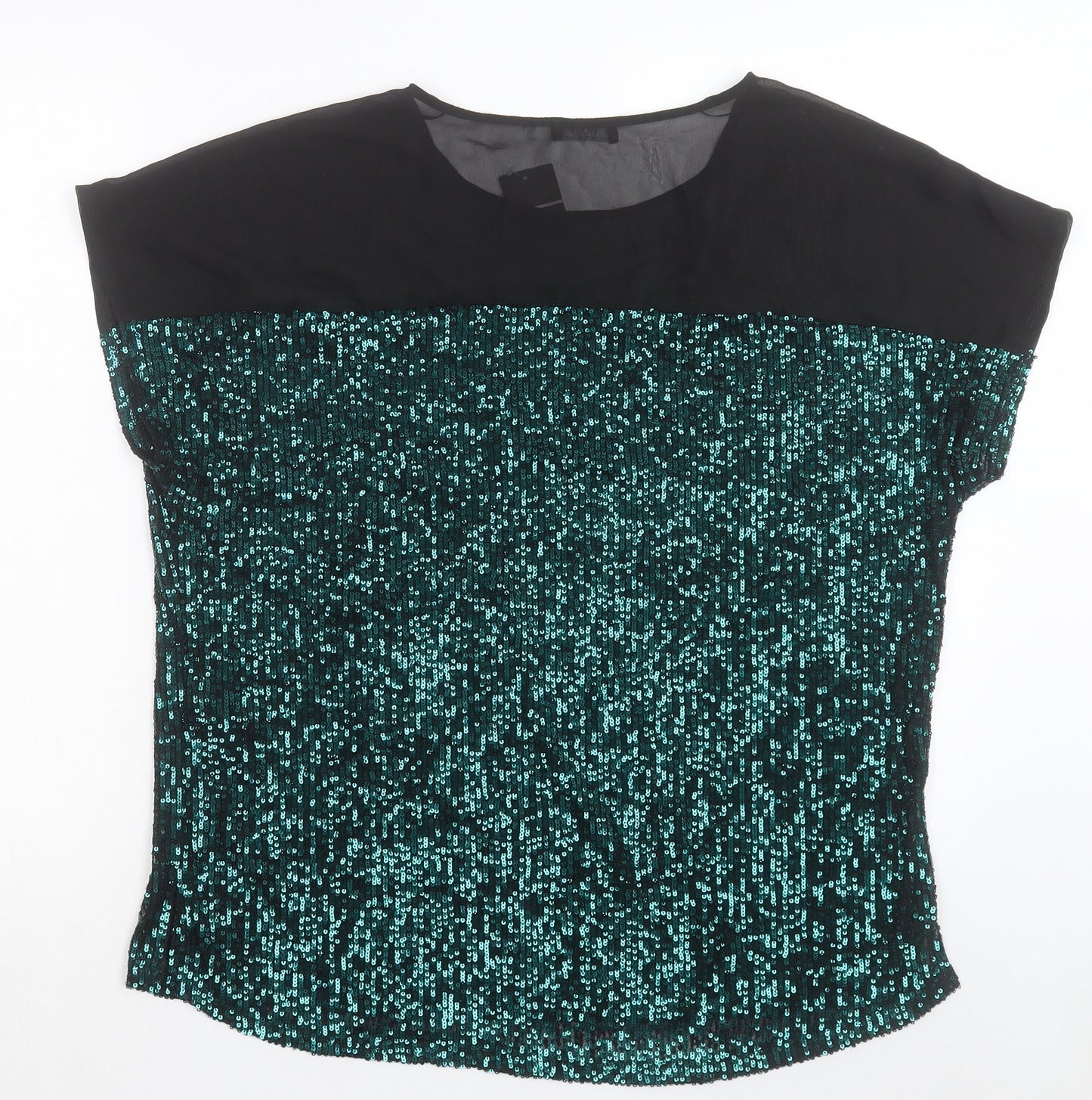 Wallis Womens Green Polyester Basic T-Shirt Size M Boat Neck