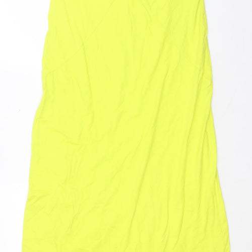 Zara Womens Green Cotton A-Line Size M V-Neck Tie