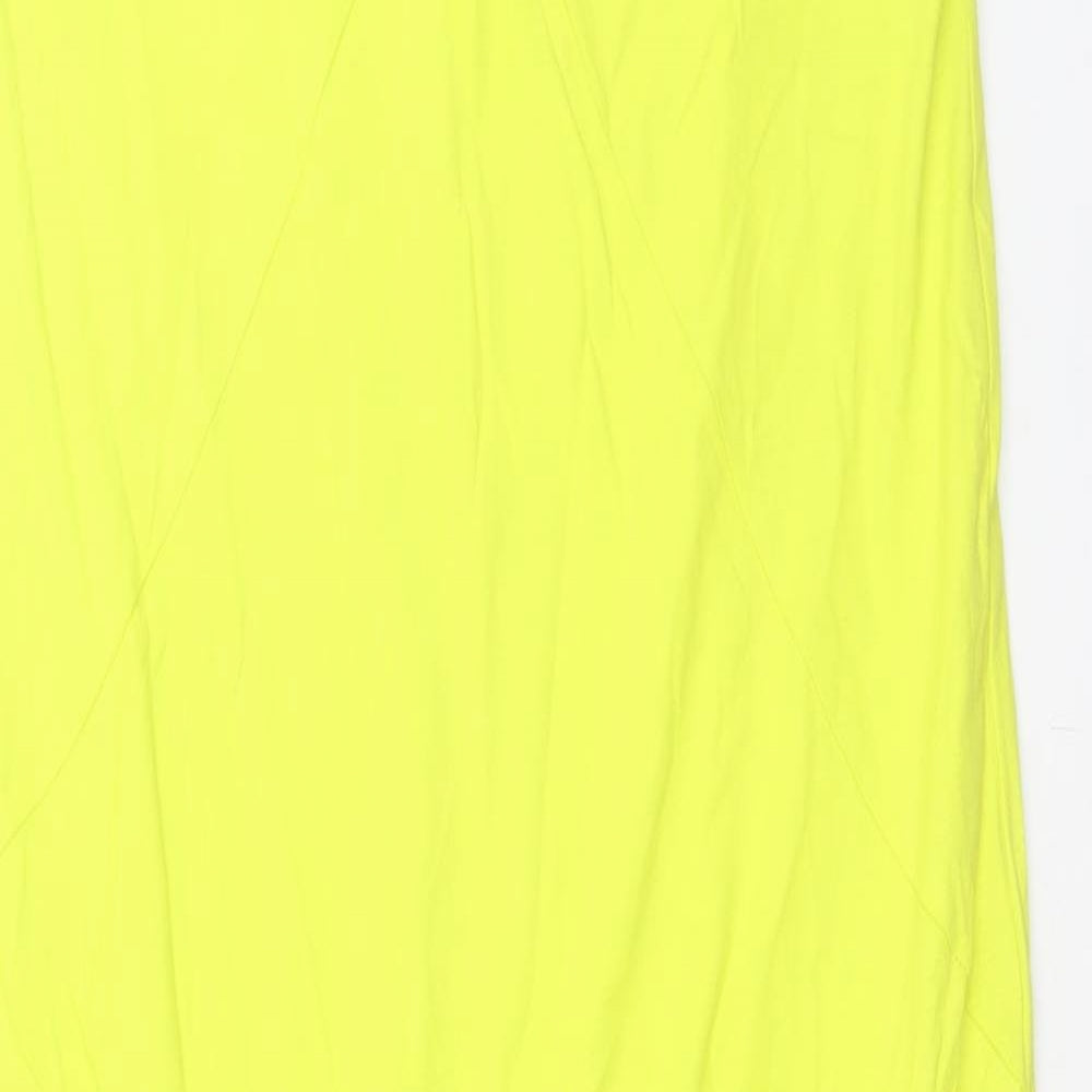 Zara Womens Green Cotton A-Line Size M V-Neck Tie