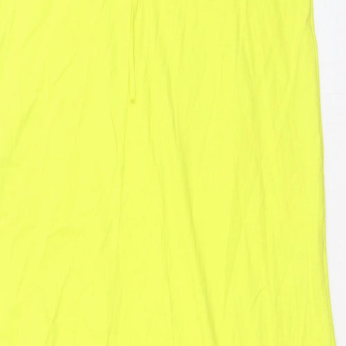 Zara Womens Green Cotton A-Line Size M V-Neck Tie