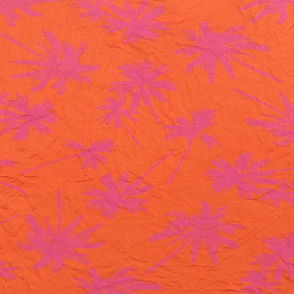 Hering Womens Orange Geometric Viscose Basic T-Shirt Size M Crew Neck