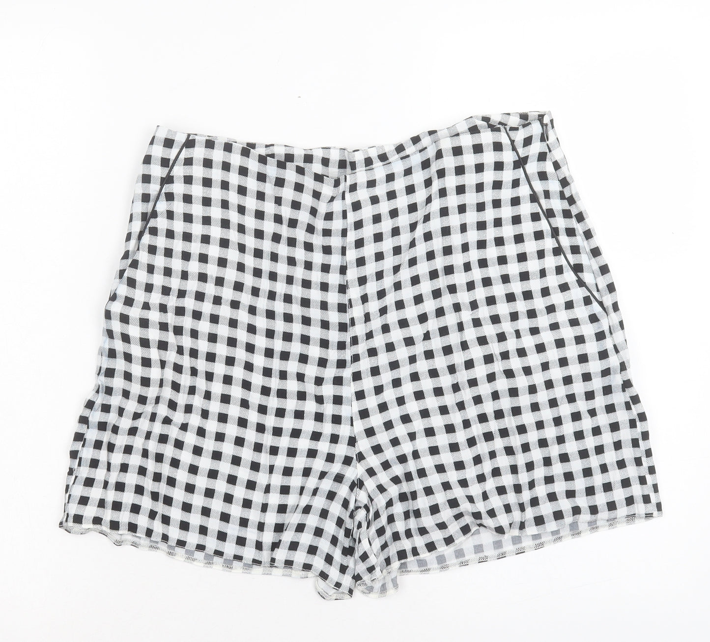 F&F Womens White Plaid Polyester Boyfriend Shorts Size 14 L3 in Regular Zip