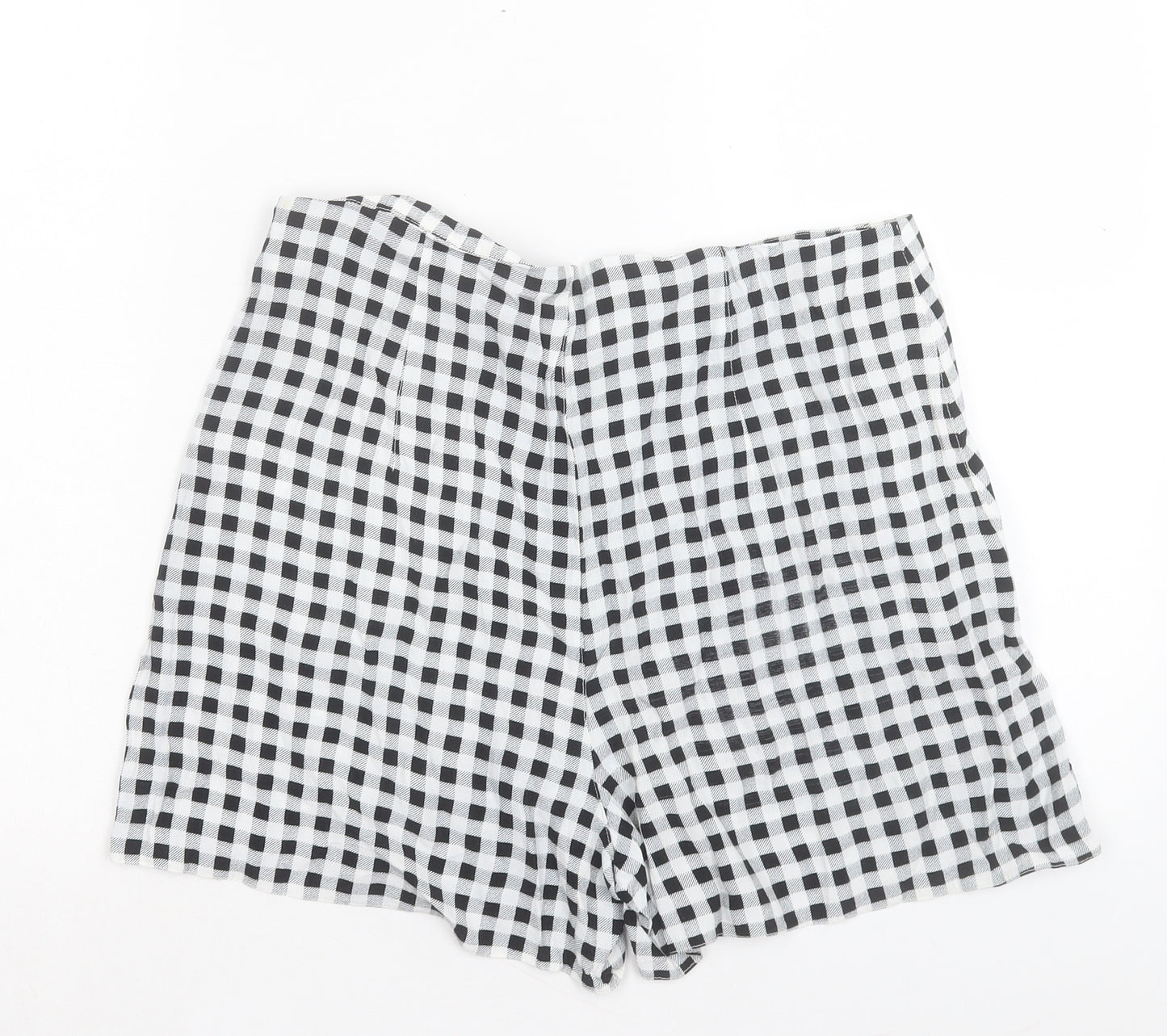 F&F Womens White Plaid Polyester Boyfriend Shorts Size 14 L3 in Regular Zip