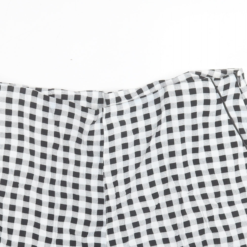 F&F Womens White Plaid Polyester Boyfriend Shorts Size 14 L3 in Regular Zip