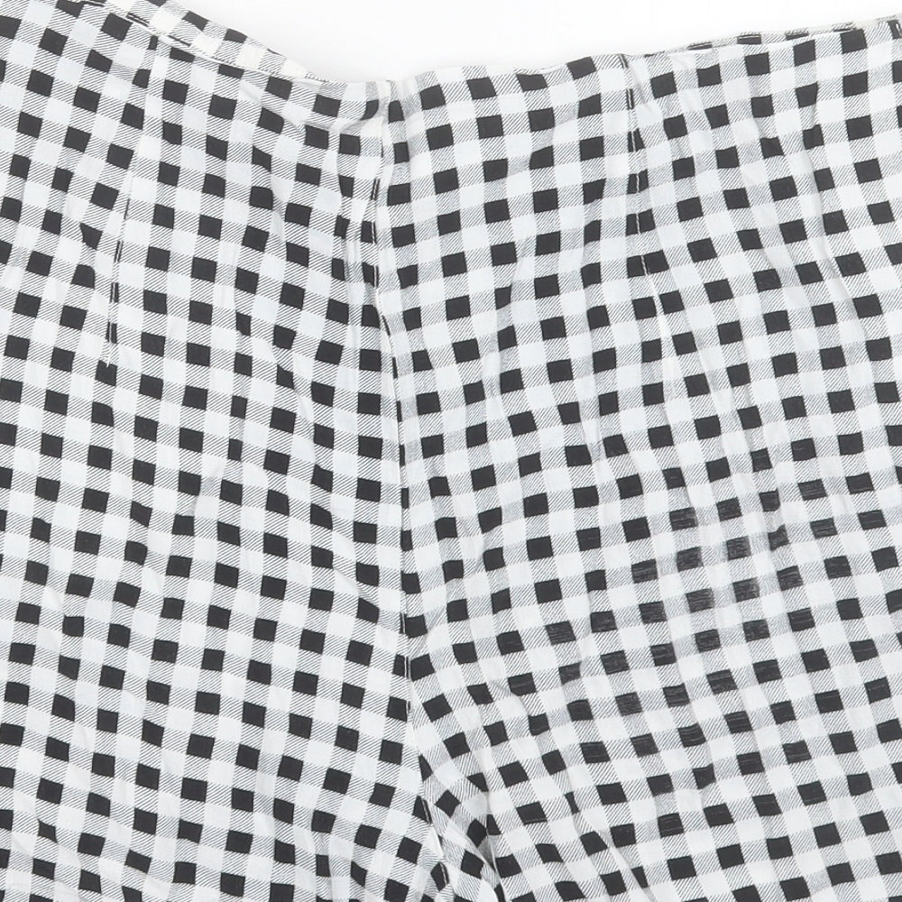 F&F Womens White Plaid Polyester Boyfriend Shorts Size 14 L3 in Regular Zip