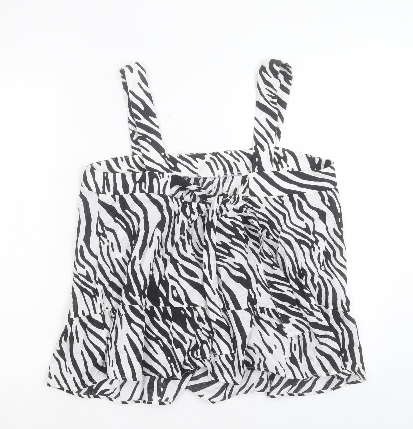 Marks and Spencer Womens White Animal Print Cotton Basic Tank Size 14 Square Neck