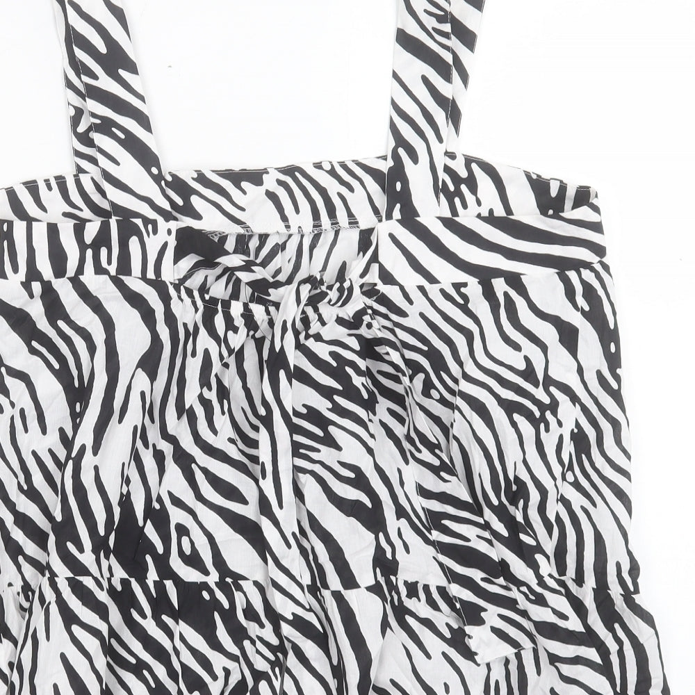 Marks and Spencer Womens White Animal Print Cotton Basic Tank Size 14 Square Neck