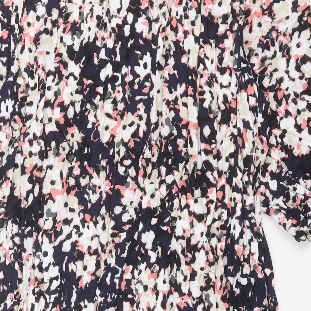 Marks and Spencer Womens Multicoloured Floral Viscose A-Line Size 24 Crew Neck Button