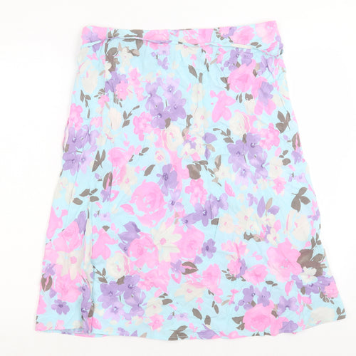 Marks and Spencer Womens Multicoloured Floral Viscose A-Line Skirt Size 12 Zip