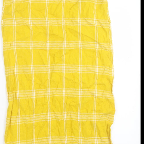 Marks and Spencer Womens Yellow Plaid Cotton A-Line Size 8 Scoop Neck Pullover
