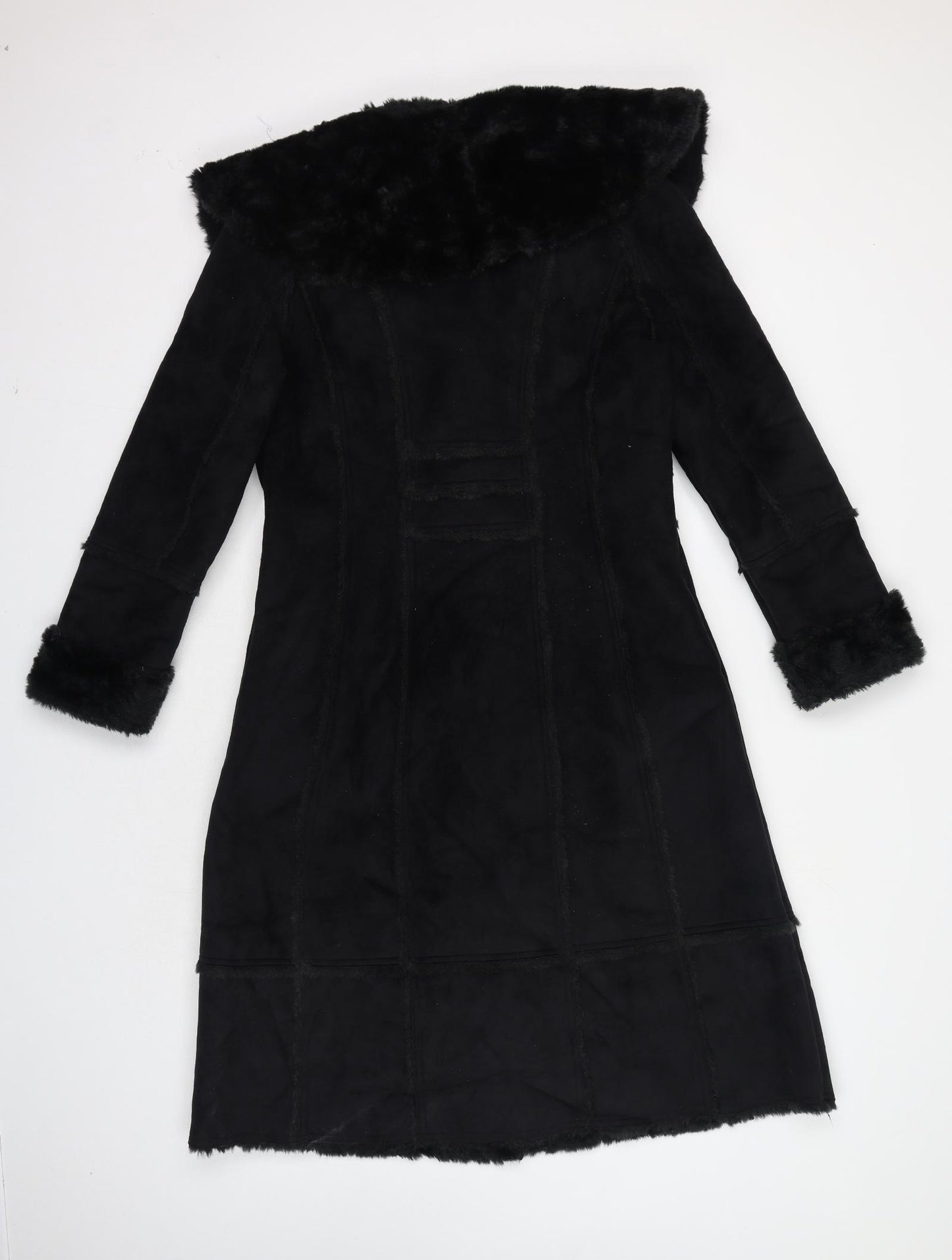 Per Una Womens Black Overcoat Coat Size 10 Button