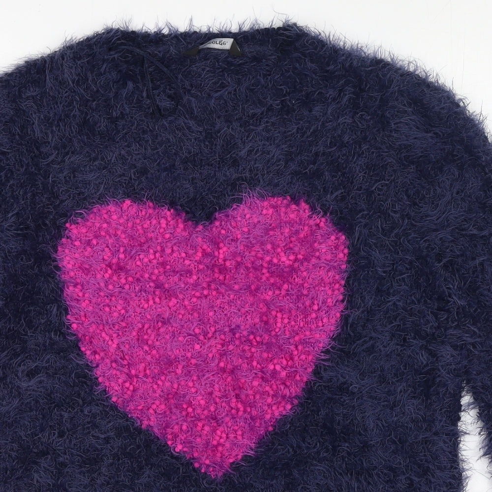 George Girls Blue Crew Neck Polyester Pullover Jumper Size 13-14 Years Pullover - Love Heart