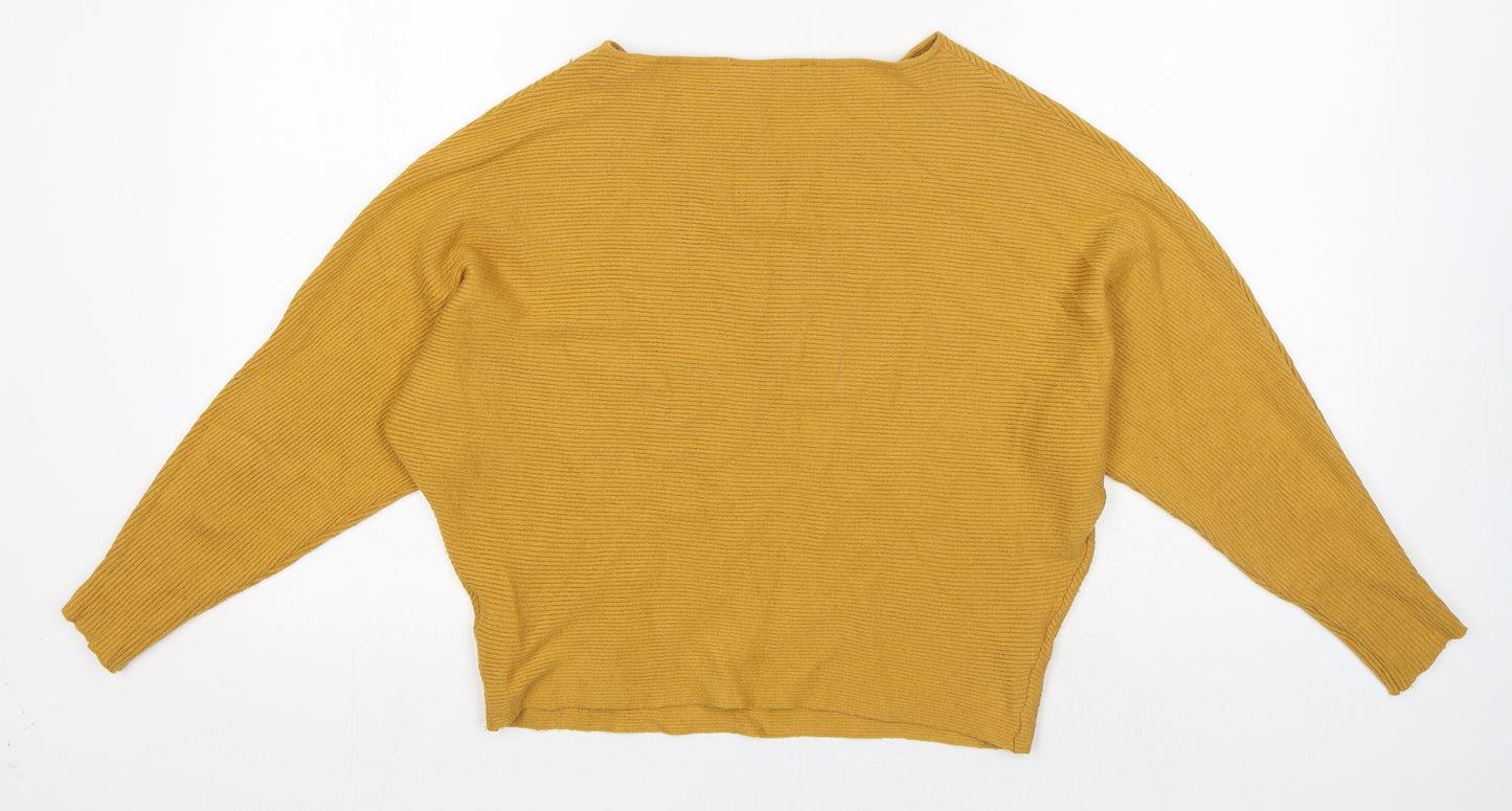 Principles Womens Yellow Boat Neck Viscose Pullover Jumper Size M