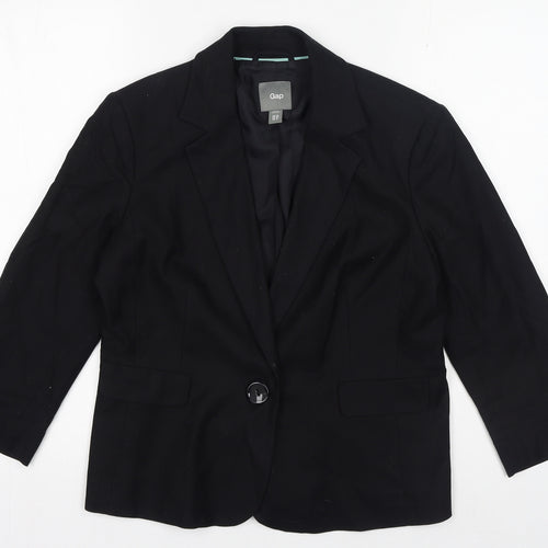Gap Womens Black Cotton Jacket Blazer Size 12