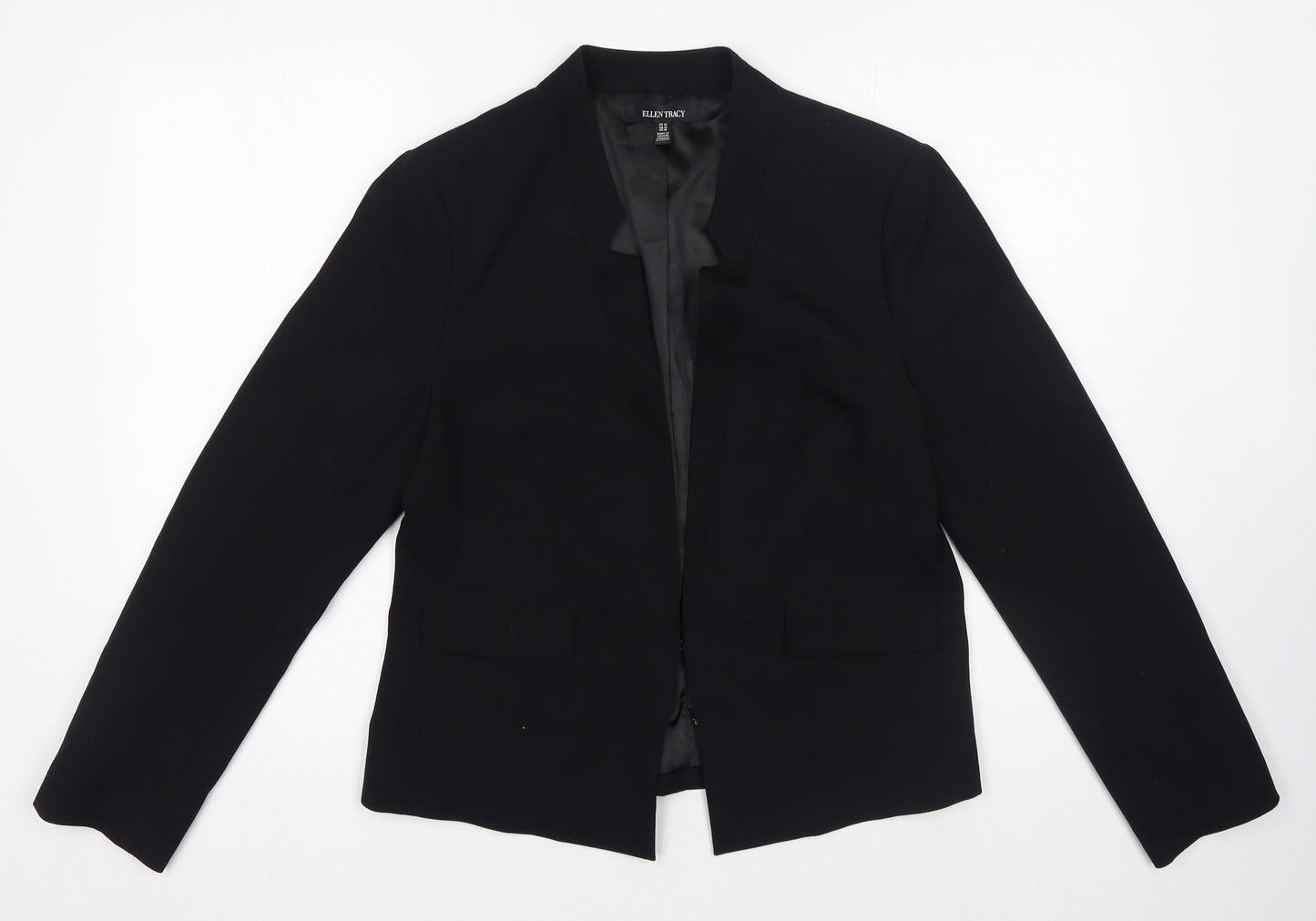 Ellen Tracy Womens Black Polyester Jacket Blazer Size 16