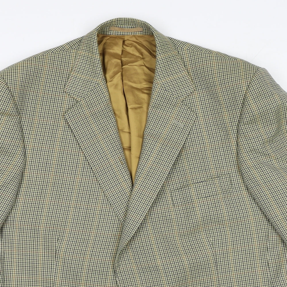 Magee Mens Brown Plaid Wool Jacket Suit Jacket Size 46