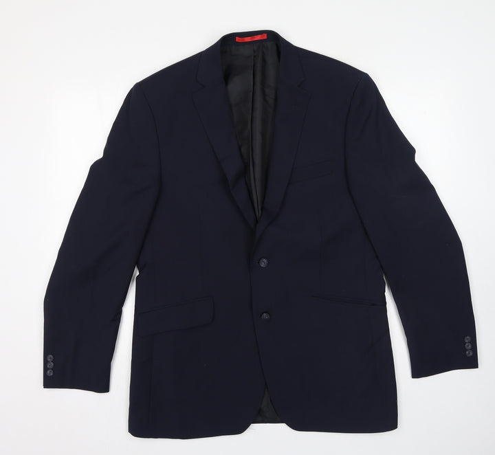 Preworn Mens Blue Polyester Jacket Suit Jacket Size 42
