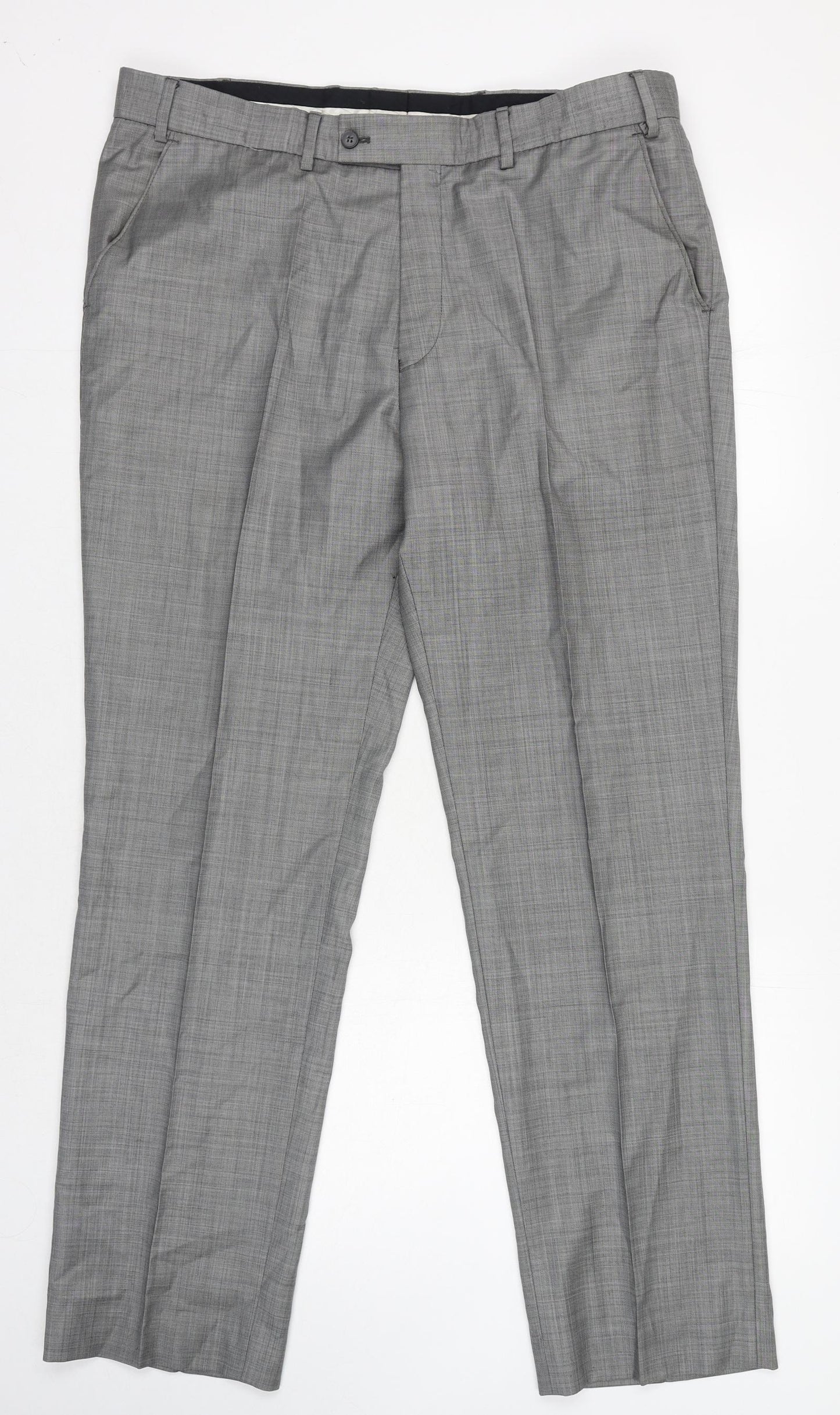 Jeff Banks Mens Grey Wool Tuxedo Suit Trousers Size 38 - Pockets