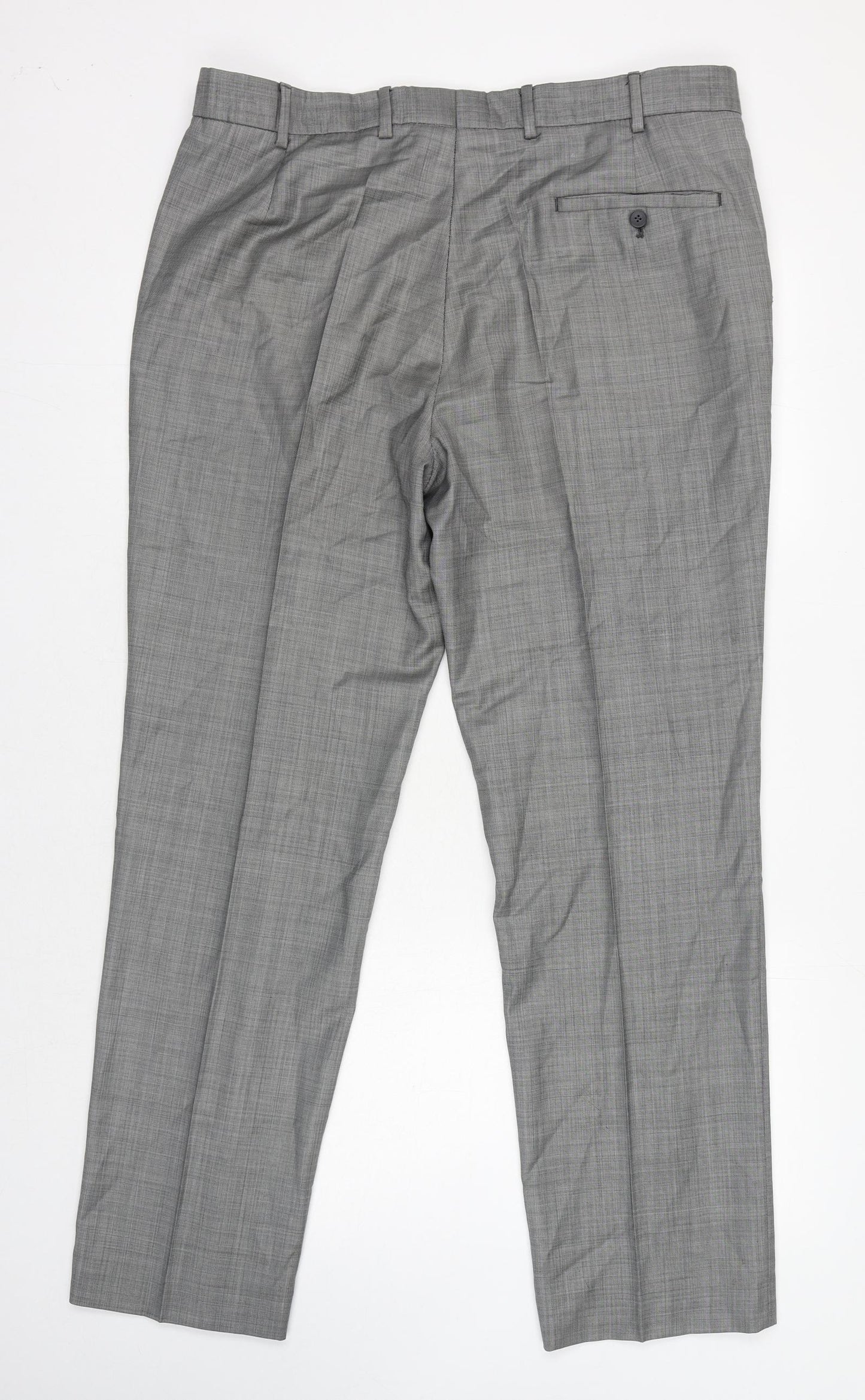 Jeff Banks Mens Grey Wool Tuxedo Suit Trousers Size 38 - Pockets