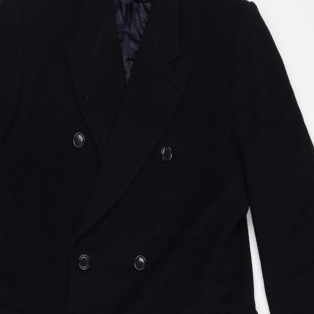 The Elementary Choice Mens Black Overcoat Coat Size 40 Button