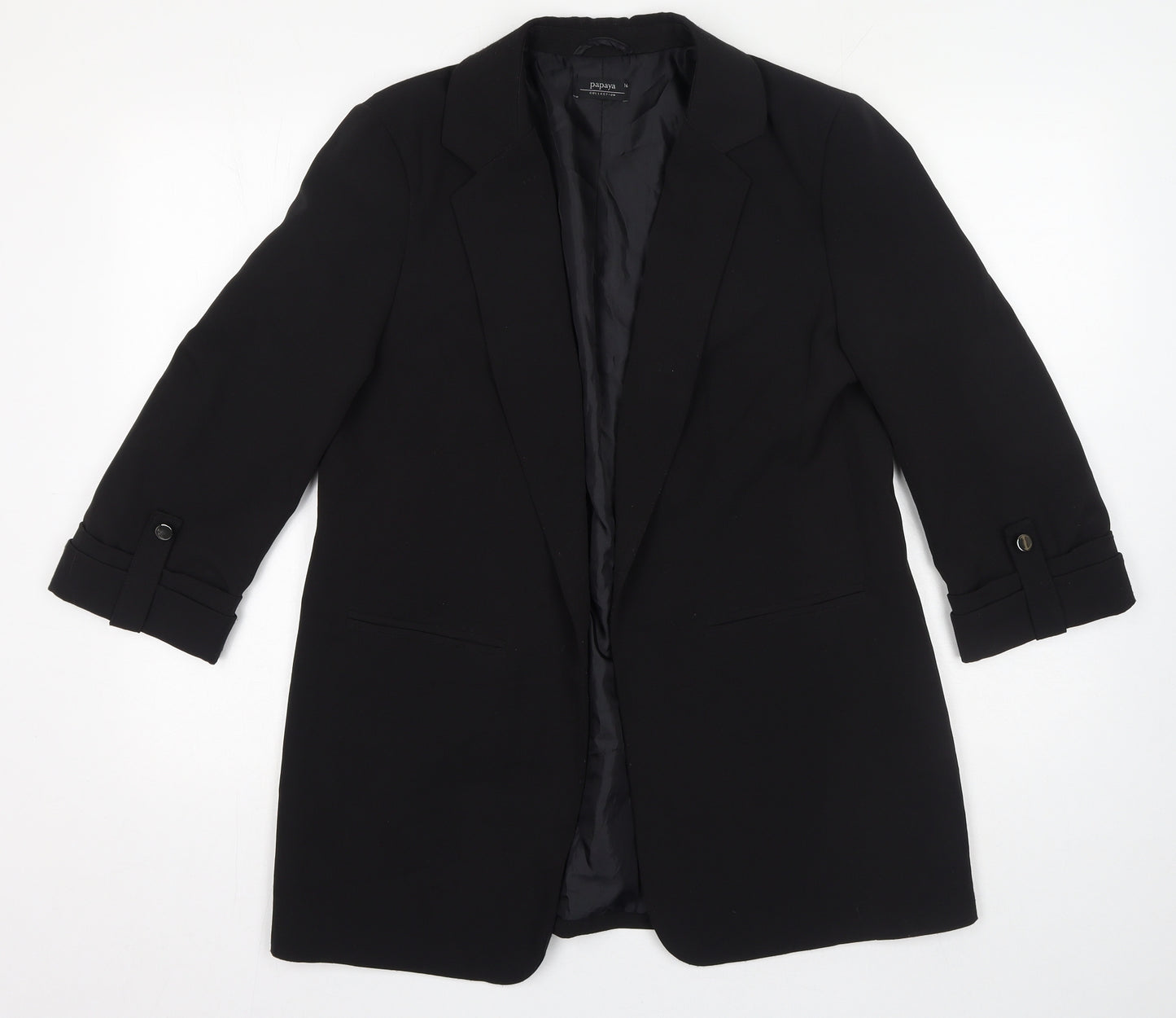 Papaya Womens Black Jacket Blazer Size 16