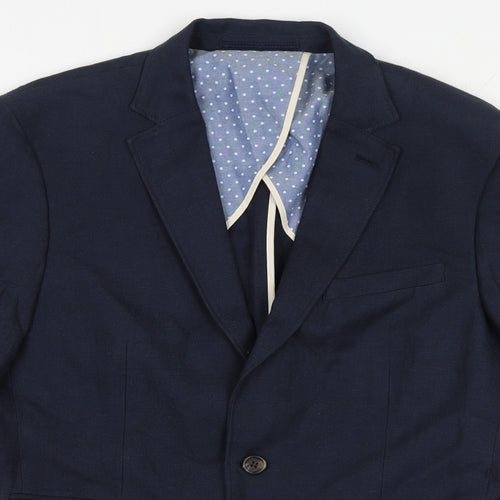 NEXT Mens Blue Linen Jacket Suit Jacket Size 38