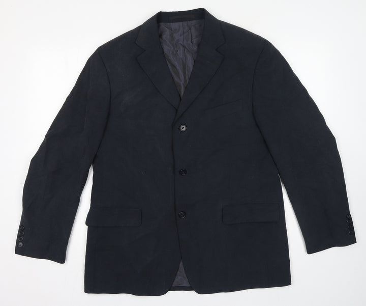 Marks and Spencer Mens Blue Lyocell Jacket Suit Jacket Size 42 - Navy
