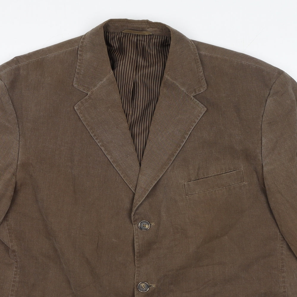 Preworn Mens Brown Cotton Jacket Blazer Size 42