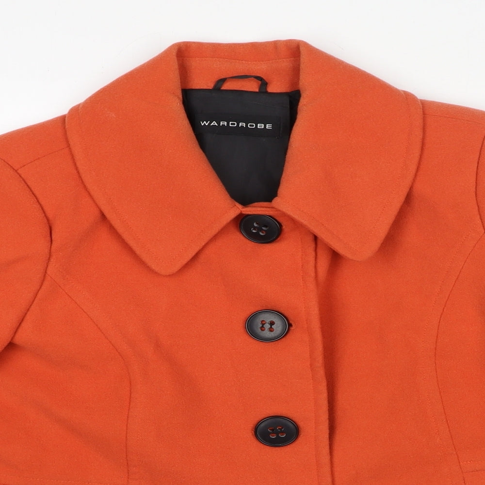 Warehouse Womens Orange Pea Coat Coat Size 14 Button
