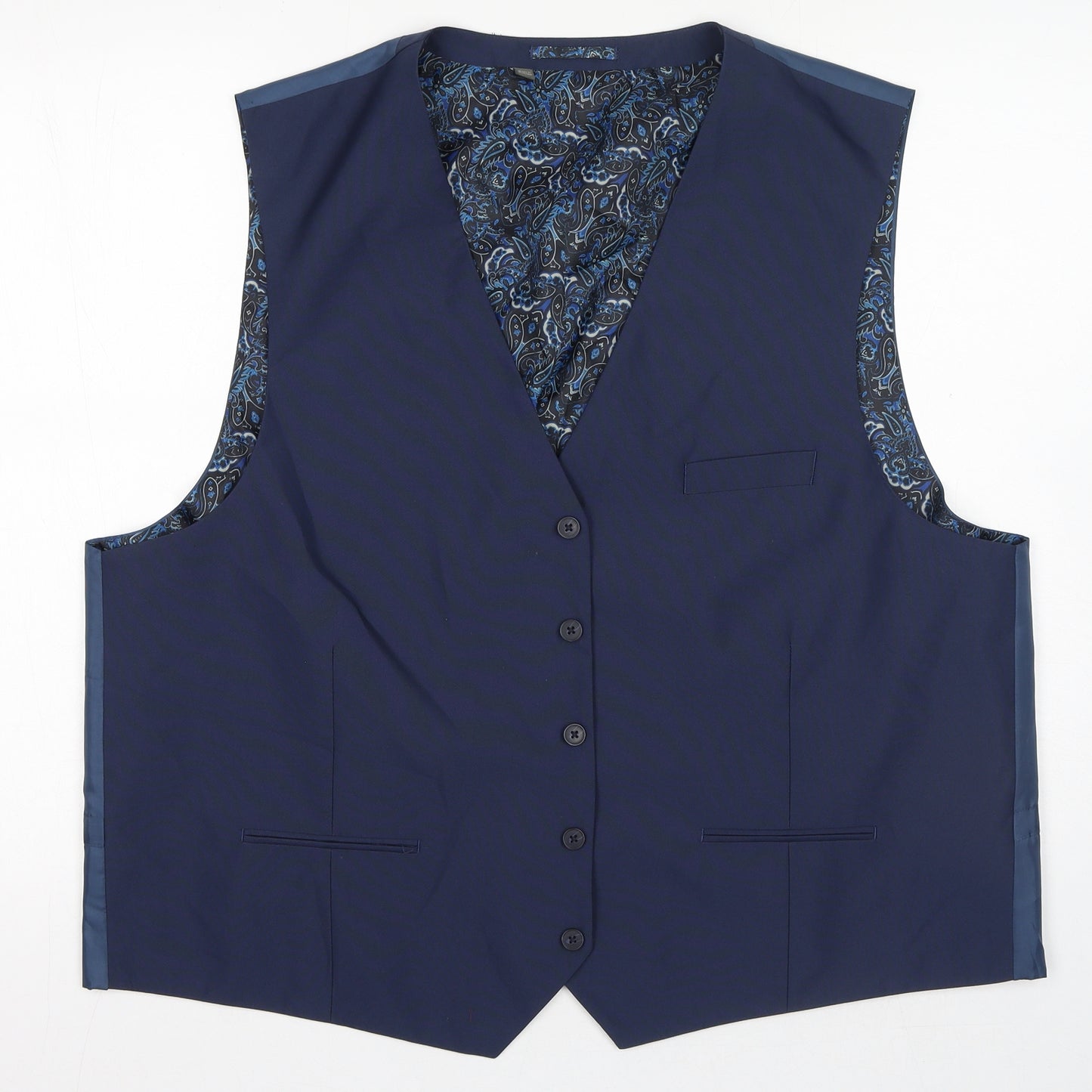 Williams & Brown London Mens Blue Polyester Jacket Suit Waistcoat Size 52 - Navy