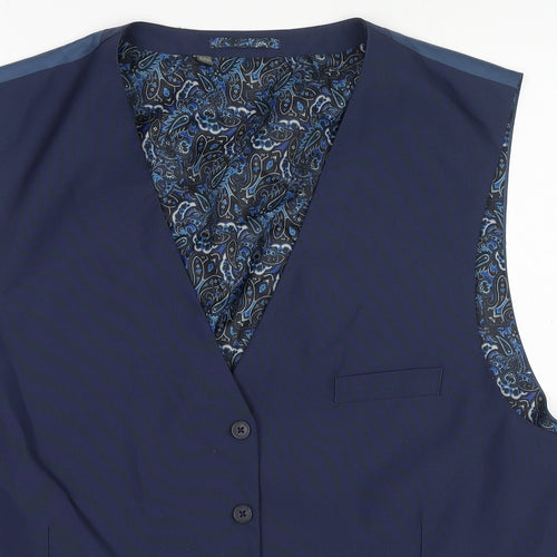 Williams & Brown London Mens Blue Polyester Jacket Suit Waistcoat Size 52 - Navy