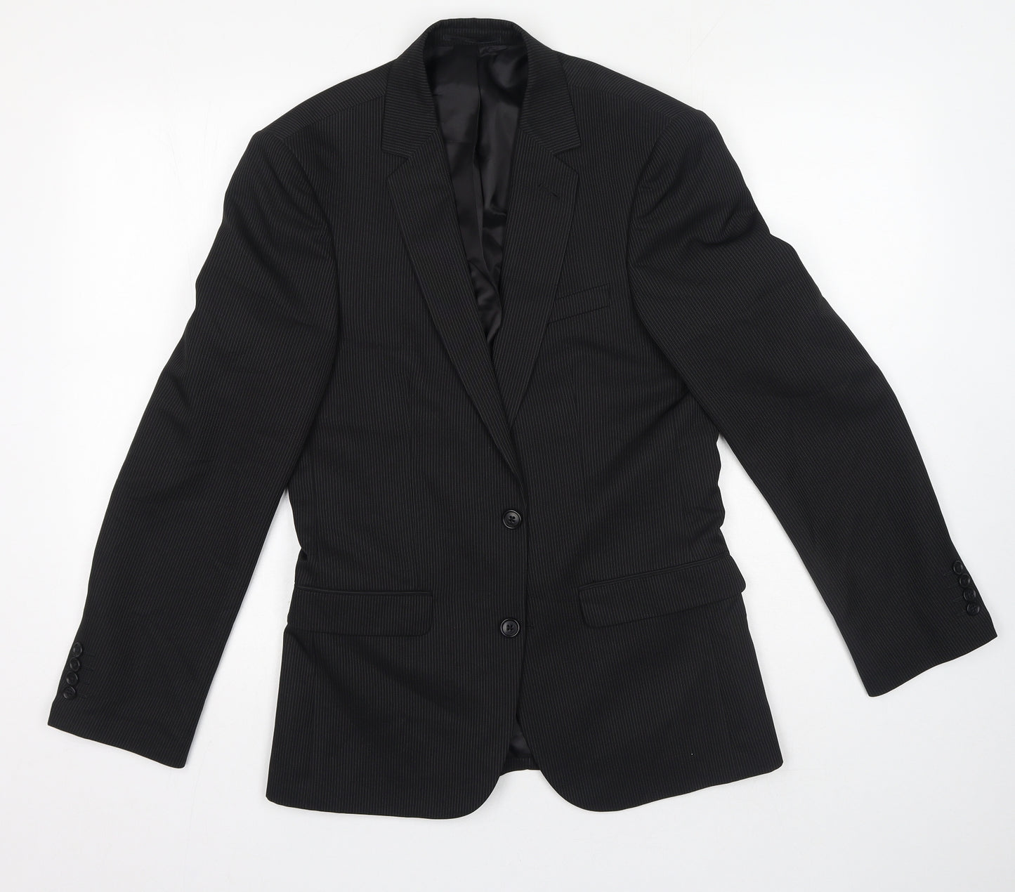 F&F Womens Black Polyester Jacket Suit Jacket Size 38 - Pinstripe