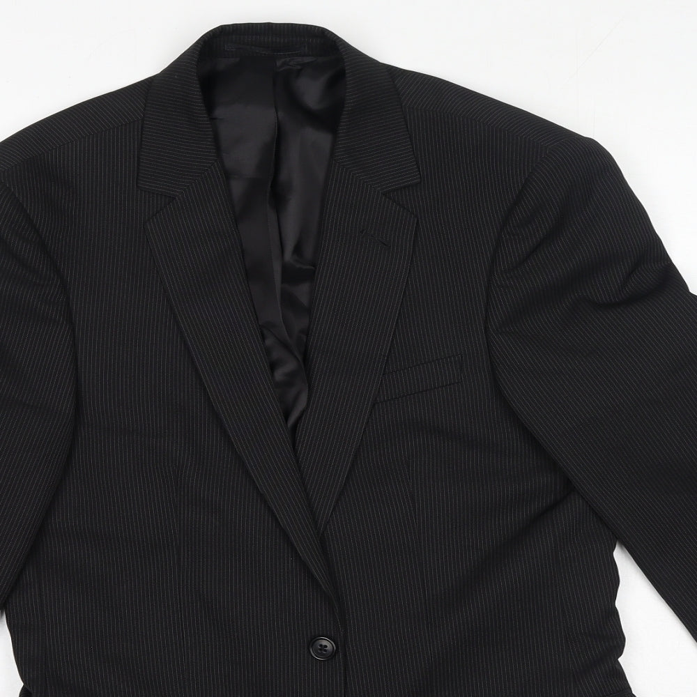 F&F Womens Black Polyester Jacket Suit Jacket Size 38 - Pinstripe