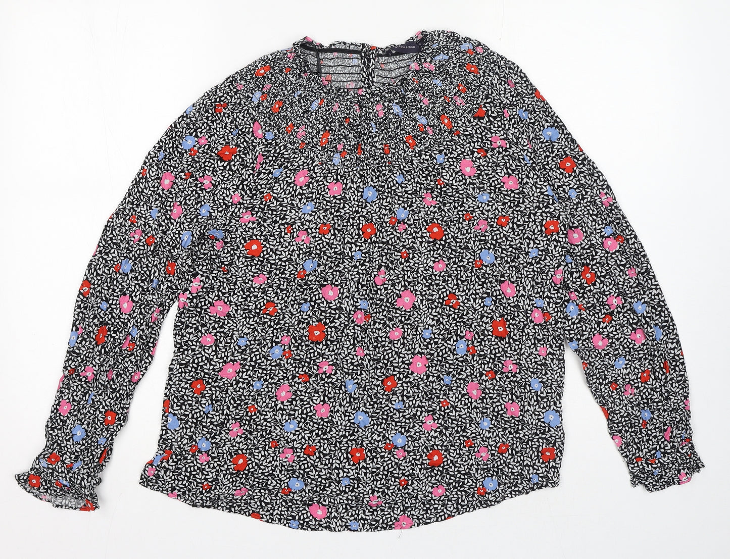 Marks and Spencer Womens Multicoloured Floral Viscose Basic Blouse Size 8 Round Neck