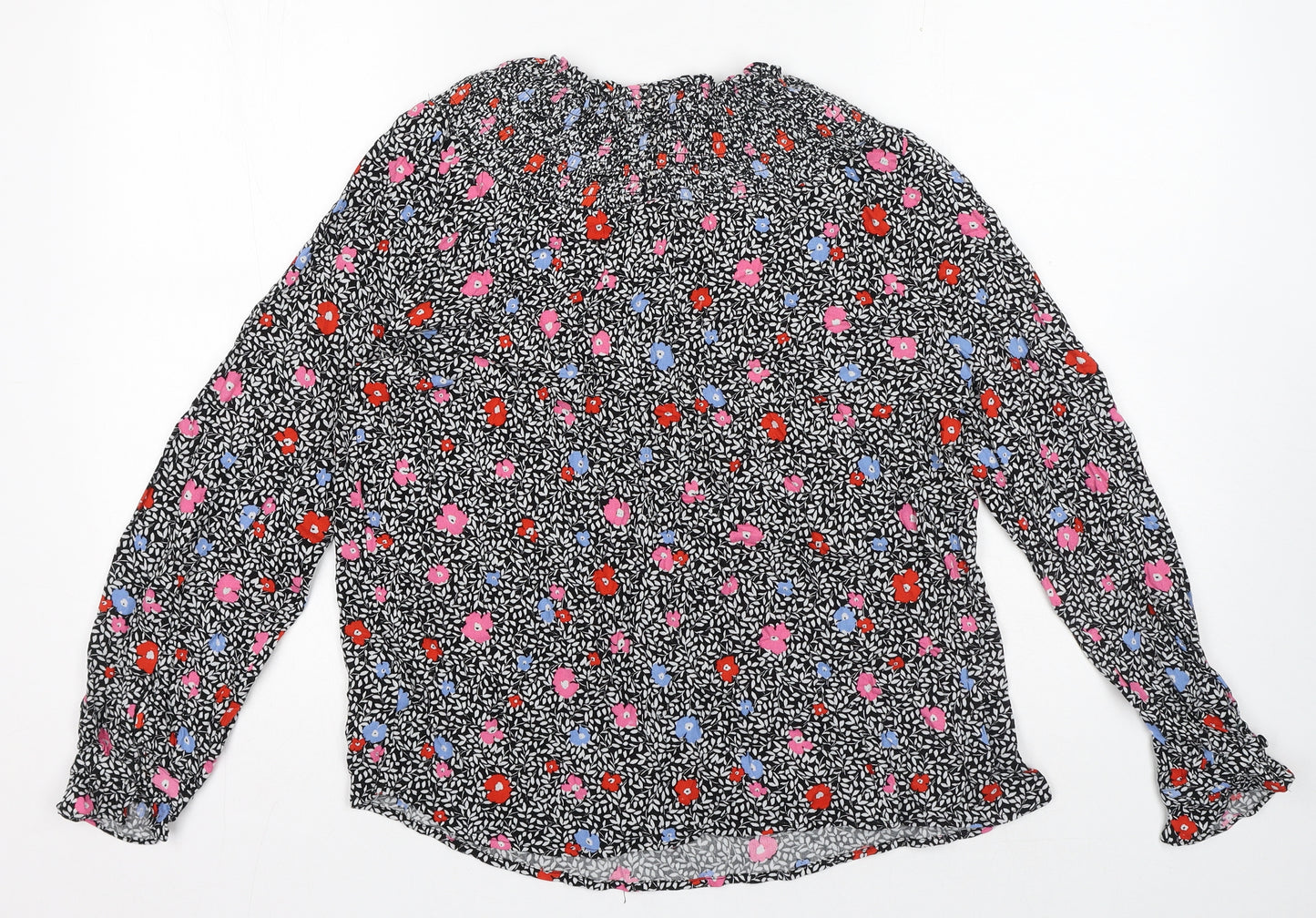 Marks and Spencer Womens Multicoloured Floral Viscose Basic Blouse Size 8 Round Neck