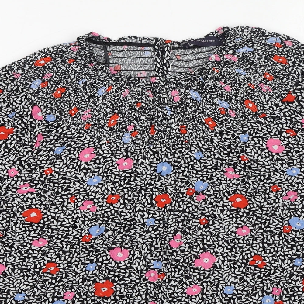 Marks and Spencer Womens Multicoloured Floral Viscose Basic Blouse Size 8 Round Neck